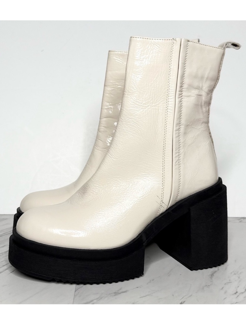 Steve Madden Sawyer Platform Heeled Leather Boot 9M